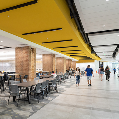 Students walk through the university union