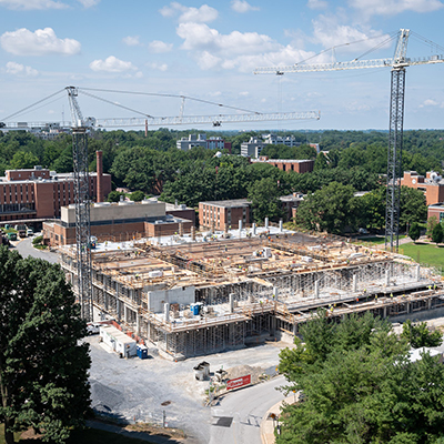 The construction of the new CHP building