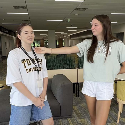 TU student being interviewed for Instagram post