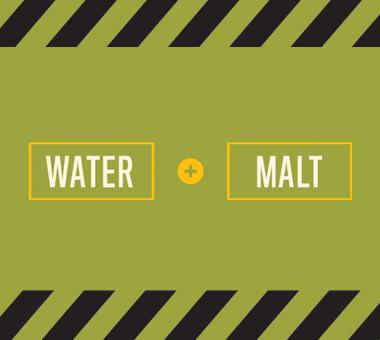 Decorative image: text reads water + malt.