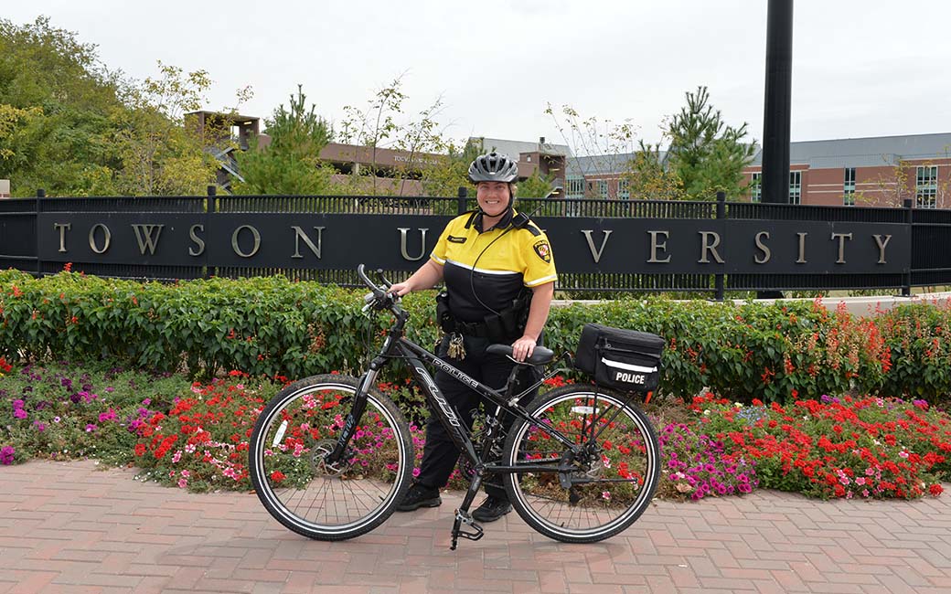 Police officer with a bike