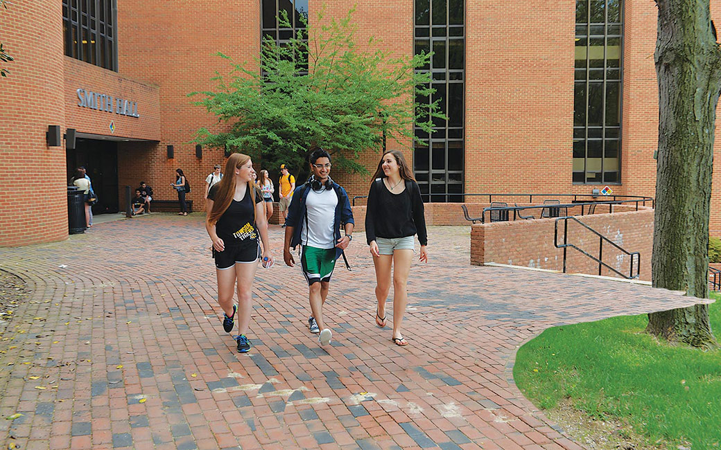 Students walking on campus