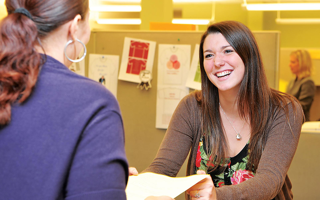 student being advised by faculty member