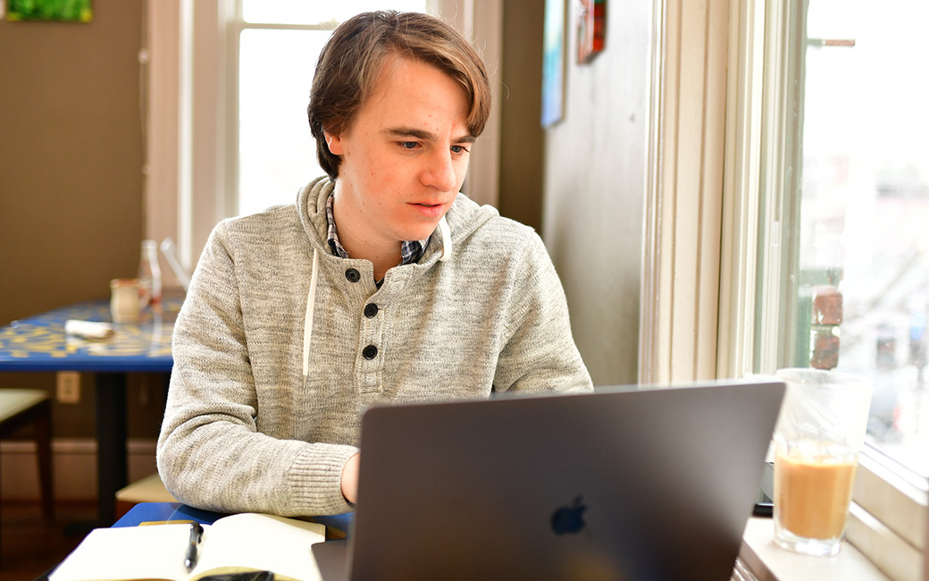 Student using laptop