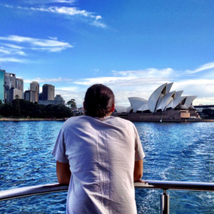 Student looking at the Sydney horizon