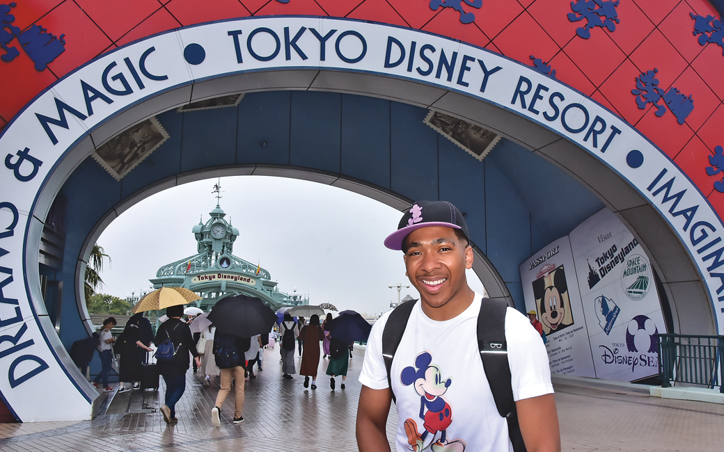 Darnell Williams in front of Tokyo Disney