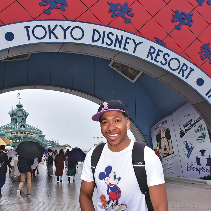 Darnell Williams in front of Tokyo Disney
