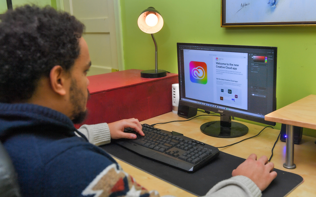 a student using a computer