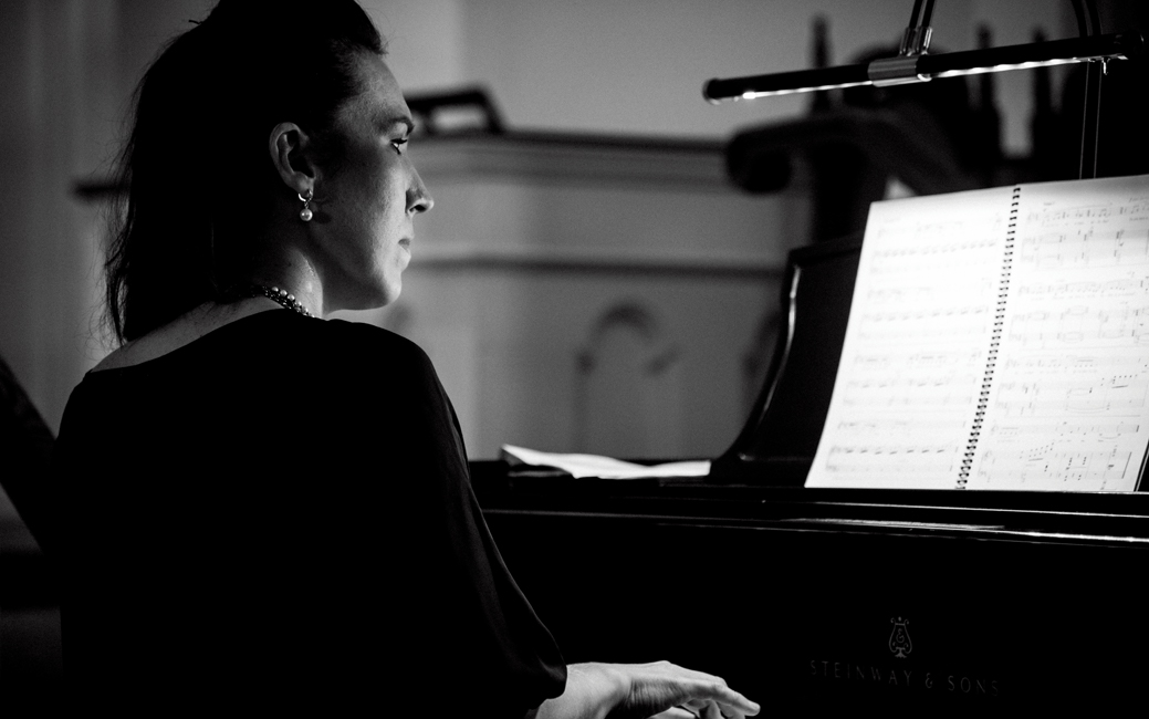 Elizabeth Borowsky playing the piano