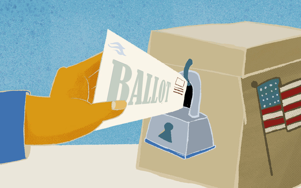 illustration of voting via ballot box