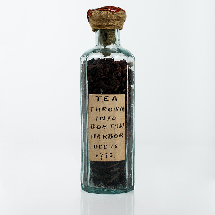 glass vial of tea taken from the Boston Tea Party