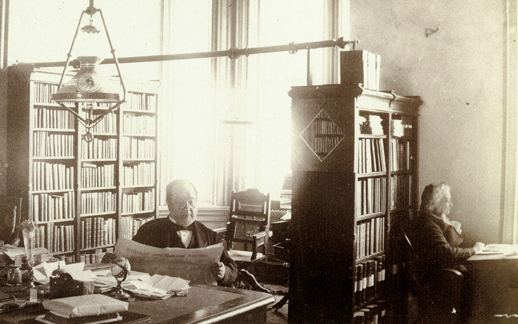 Alexander Newell in his office in the late 1800s