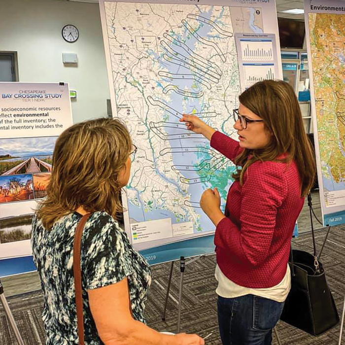 Sarah Elfreth with woman and map