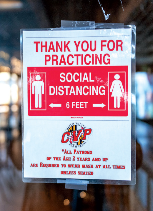 Social distancing sign at CVP