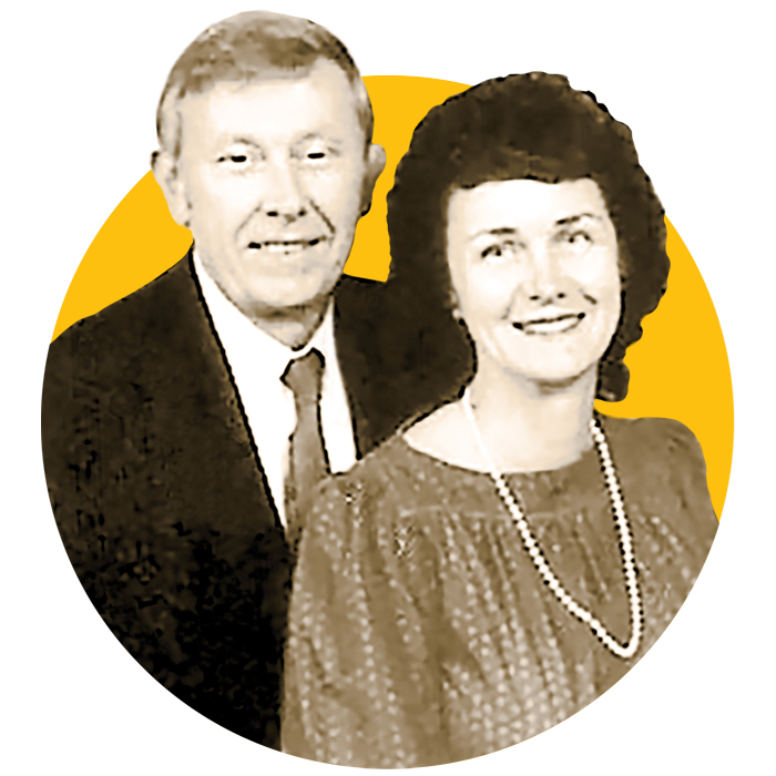 older white couple inside a yellow circle