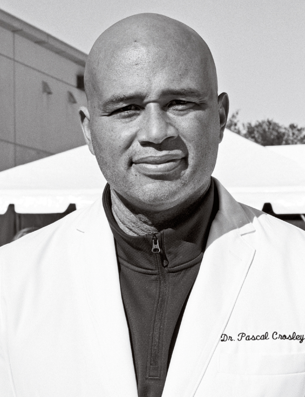 Black and white photo of Dr. Pascal Crosley