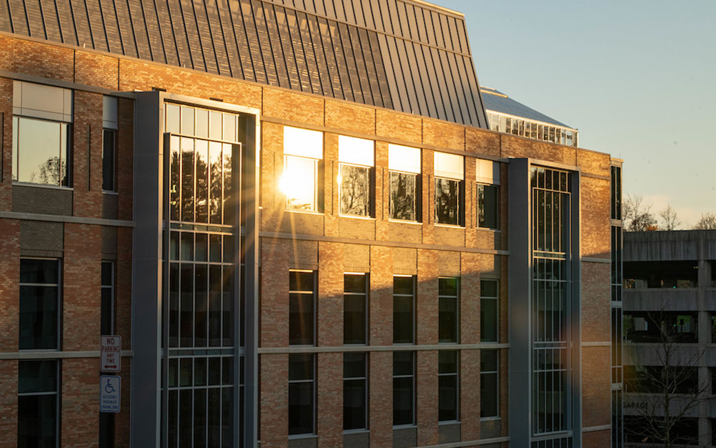 science complex at sunset