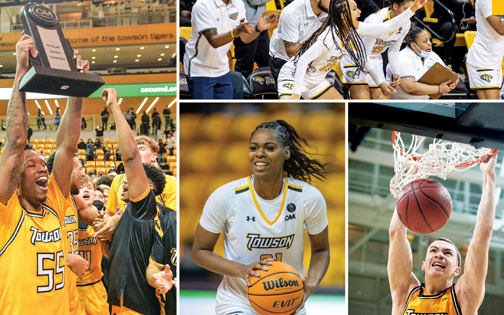 Collage of men's and women's basketball players