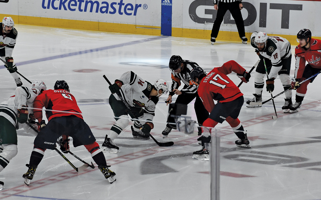 The Capitlas face off against the Minnesota Wild (photo by Alan Weinraub '95)