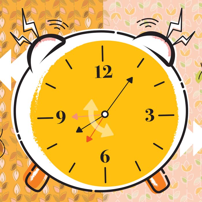 illustrated alarm clock with bells