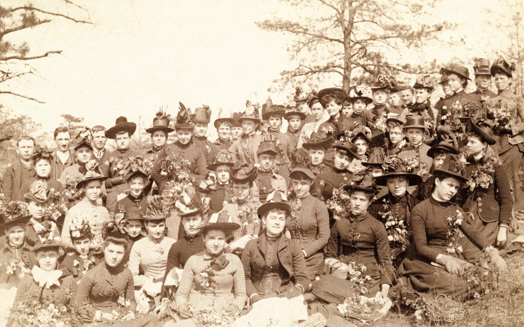 Photo from 1888 of an MSNS class field trip to a park in Mt. Winans in Baltimore City