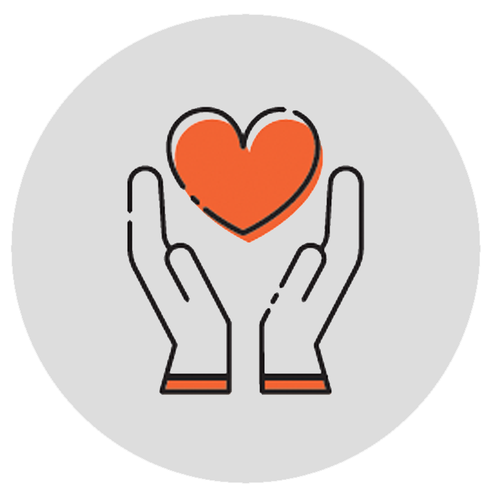 Hands and heart icon