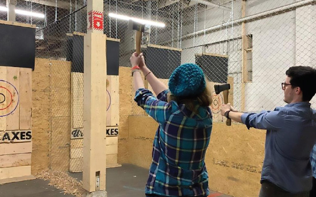 Alumni ax throwing