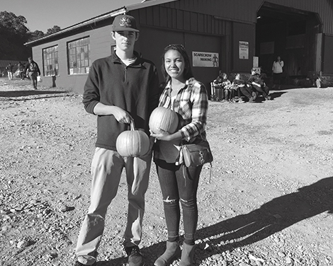 Marisa Harris at a pumpkin patch.