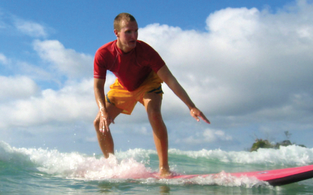 Clark Rachfal on a surfboard