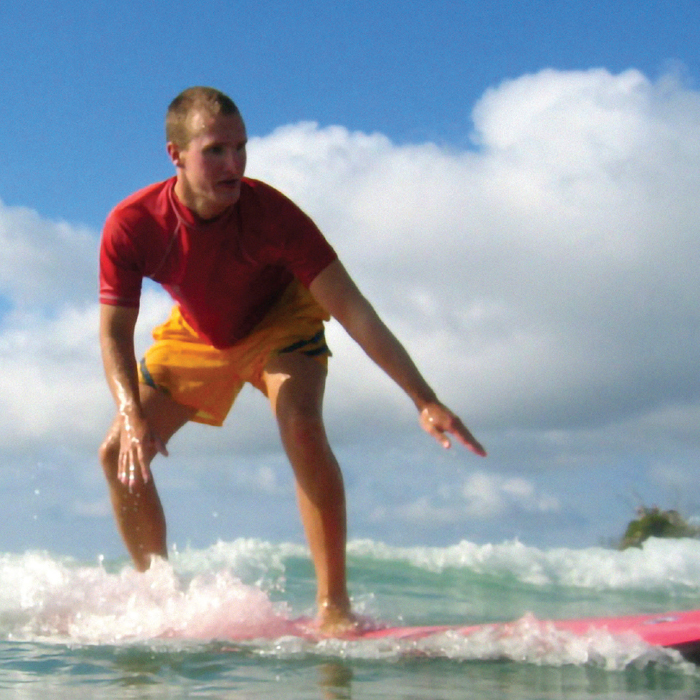 Clark Rachfal on a surfboard