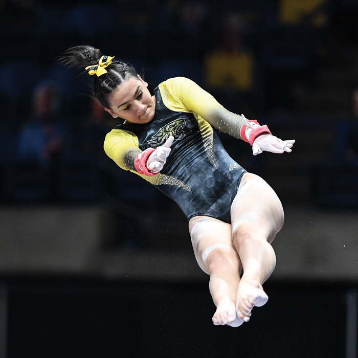 Camille Vitoff twisting in midair
