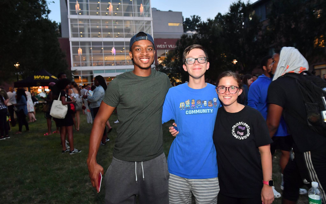 Students at West Village Commons