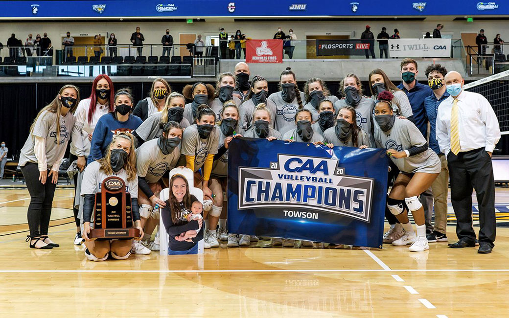 TU Women's Volleyball celebrate winning the CAA Championship