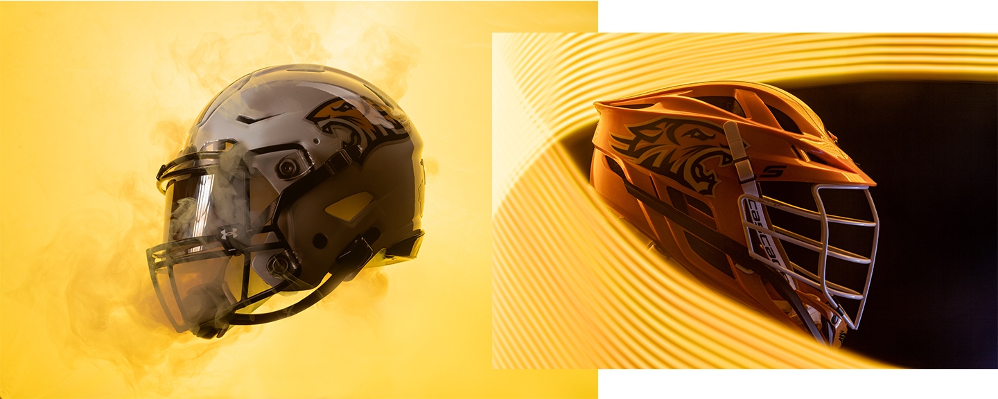 Lacrosse and football helmets