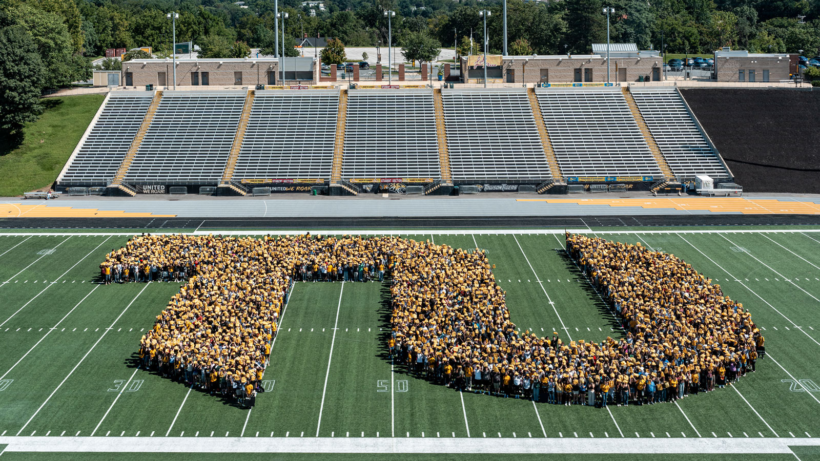 Last year's new students make a version of the Towson University logo