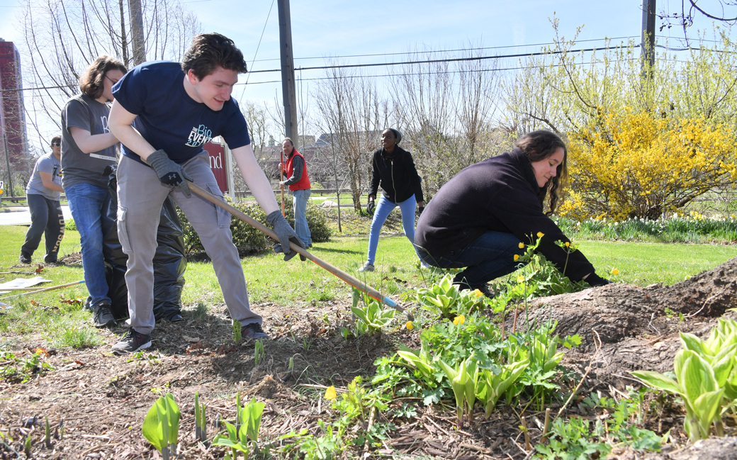 Students participating in the Big Event