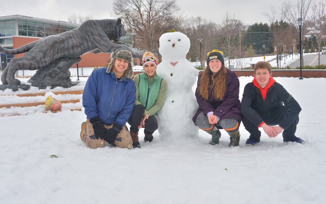 Students Spending a Snow Day on Campus