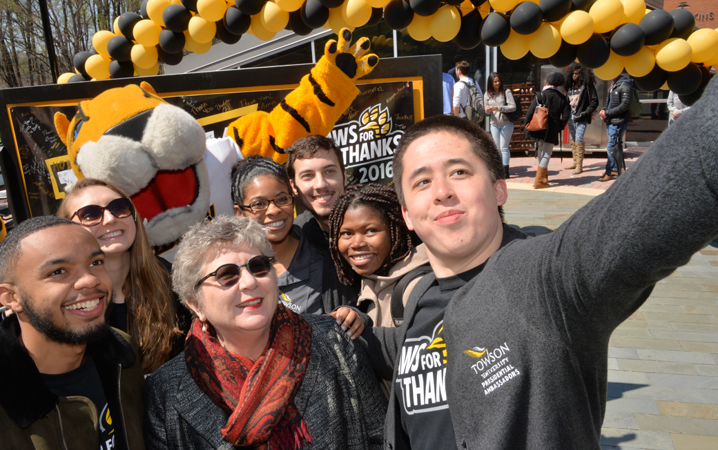 President Schatzel with Students