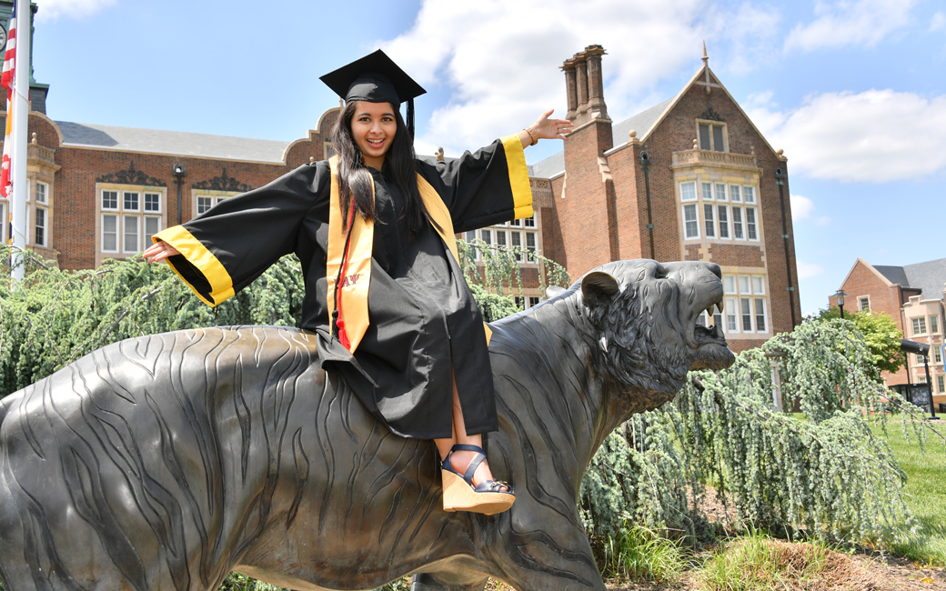 Student riding the Tiger