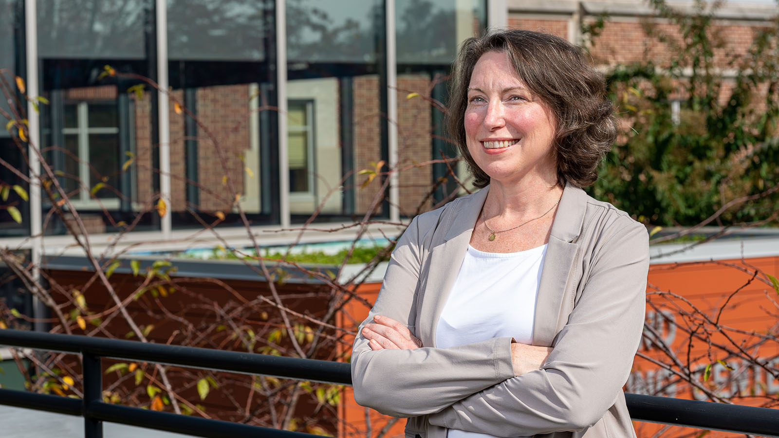 Student presenting research