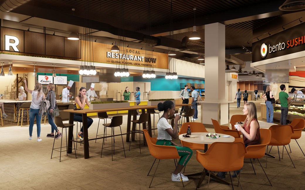 A rendering of the new University Union Food Hall
