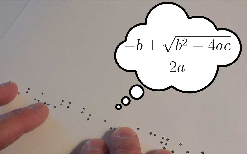 reading a mathematics equation in Braille: credit: American Institute of Mathematics American