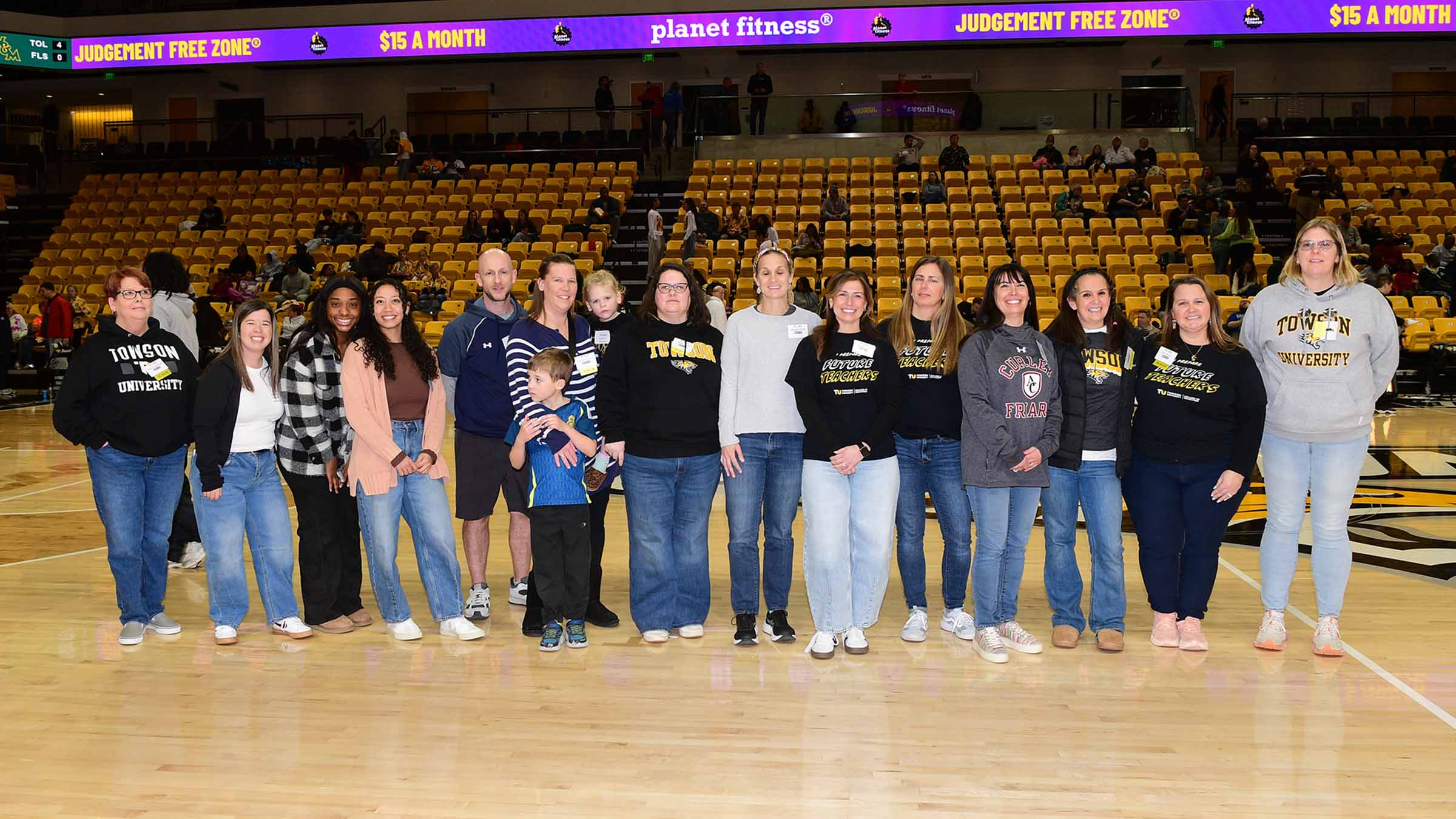 Mentors and alumni on basketball court