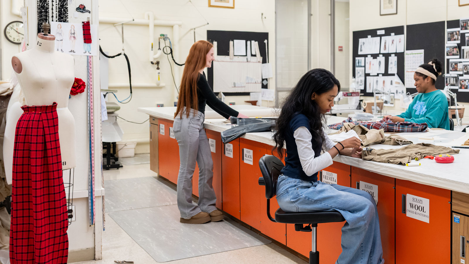 Students work on projects in the Department of Theatre Arts costume shop