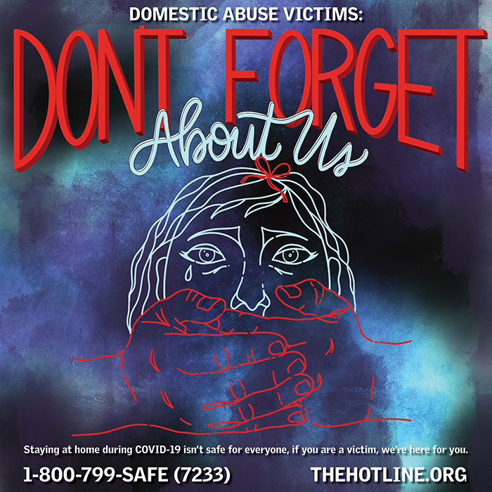 Graphic reads "Domestic abuse victims, don't forget about us"