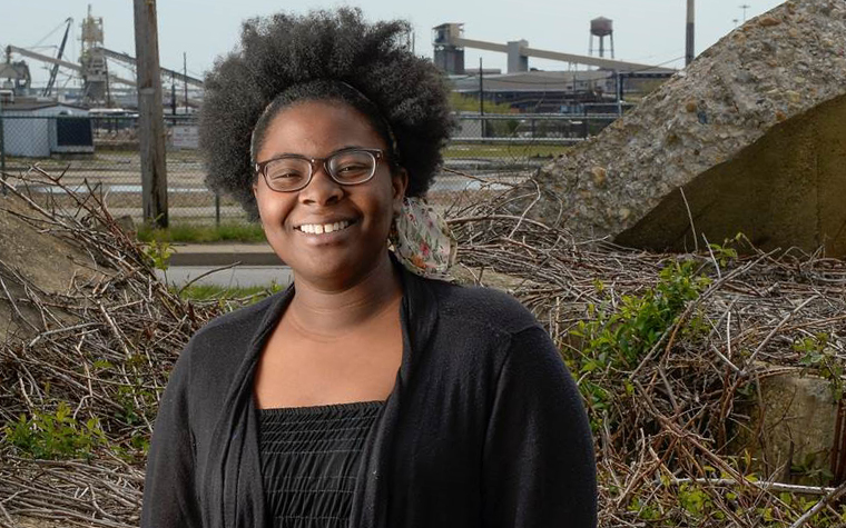 Destiny Watford '17 helped found Free Your Voice and convinced the Curtis Bay community to oppose a national incinerator. (Photo courtesy of Doug Kapustin)