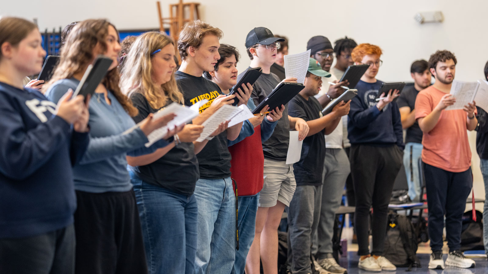 Professor Saez' chorale studies rehearsal