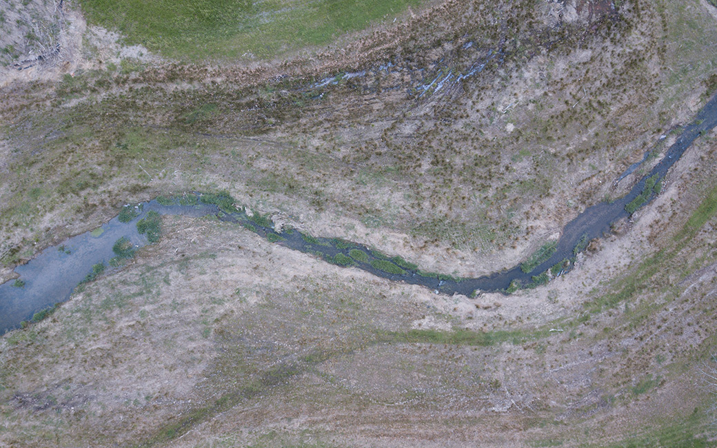 Aerial view of stream