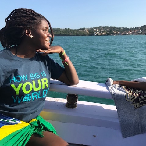 Elssa Kenfack on a boat