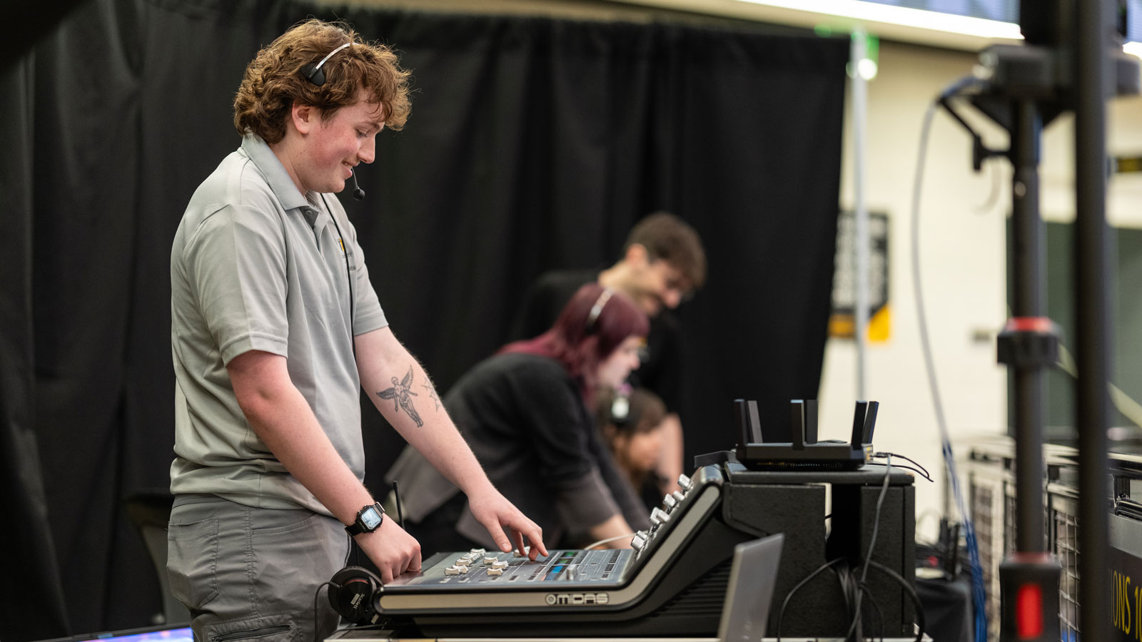 The ECS Tech Team at a high school graduation ceremony 